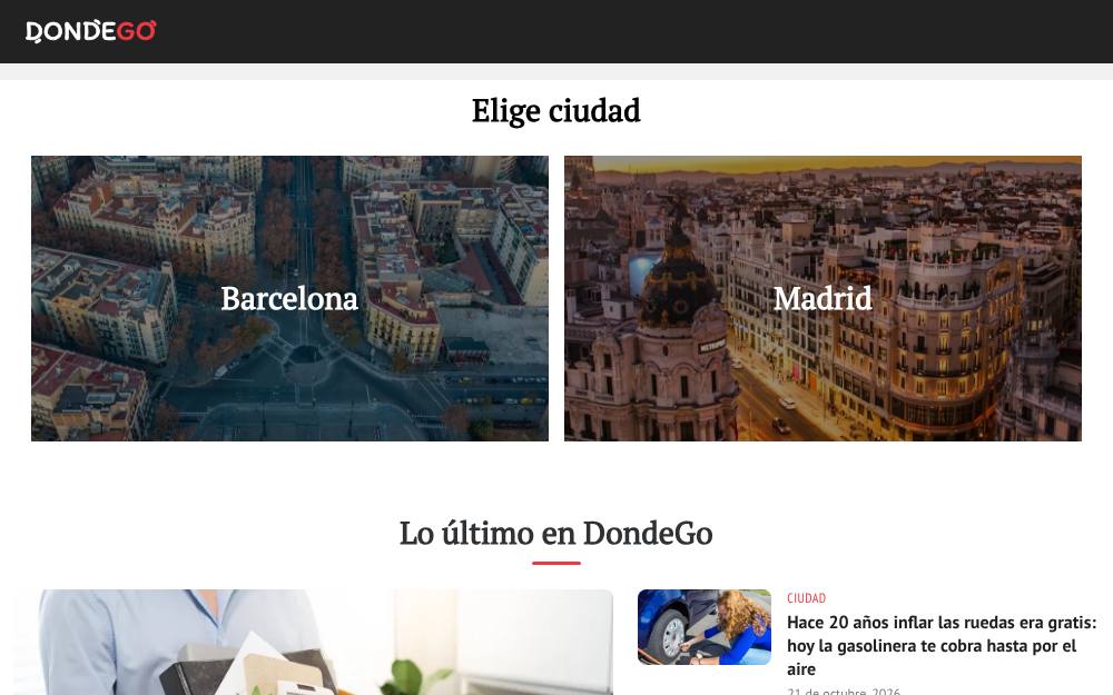 Portada de la web de Dondego