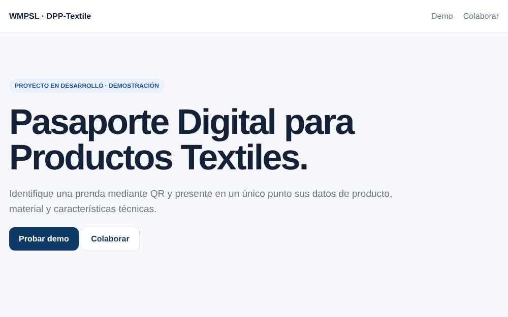 Portada de la web de Dpp-Textile