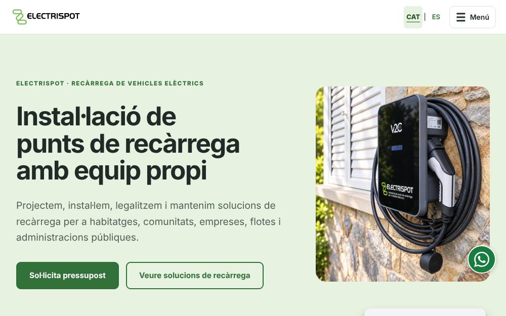 Portada de la web de Electrispot