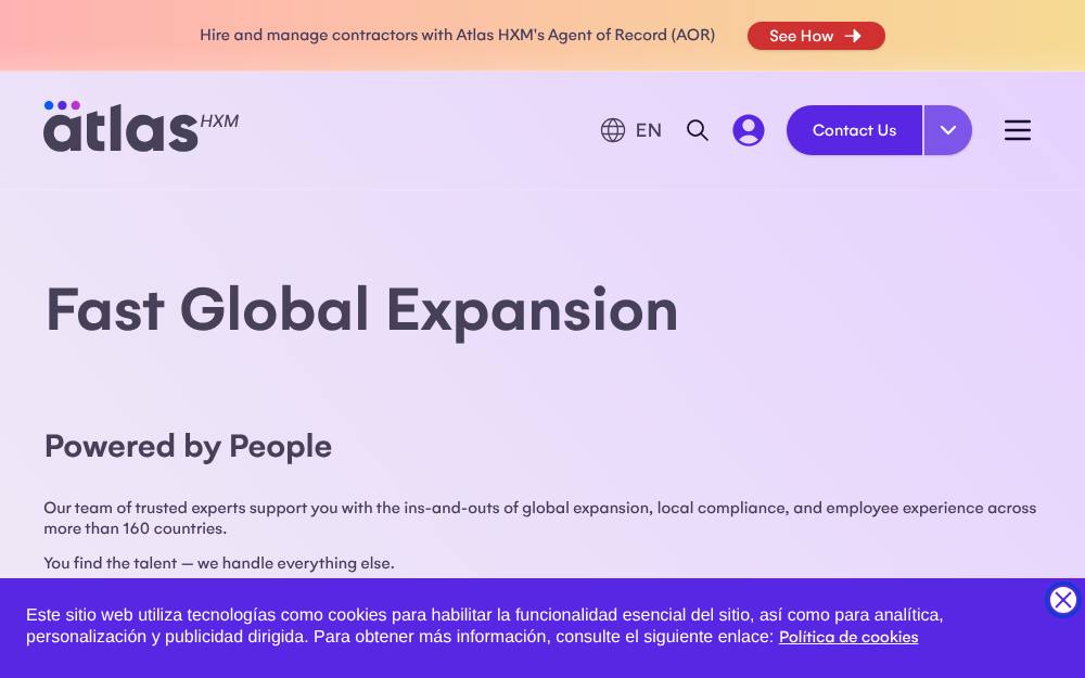 Portada de la web de Elements Global Services Spain