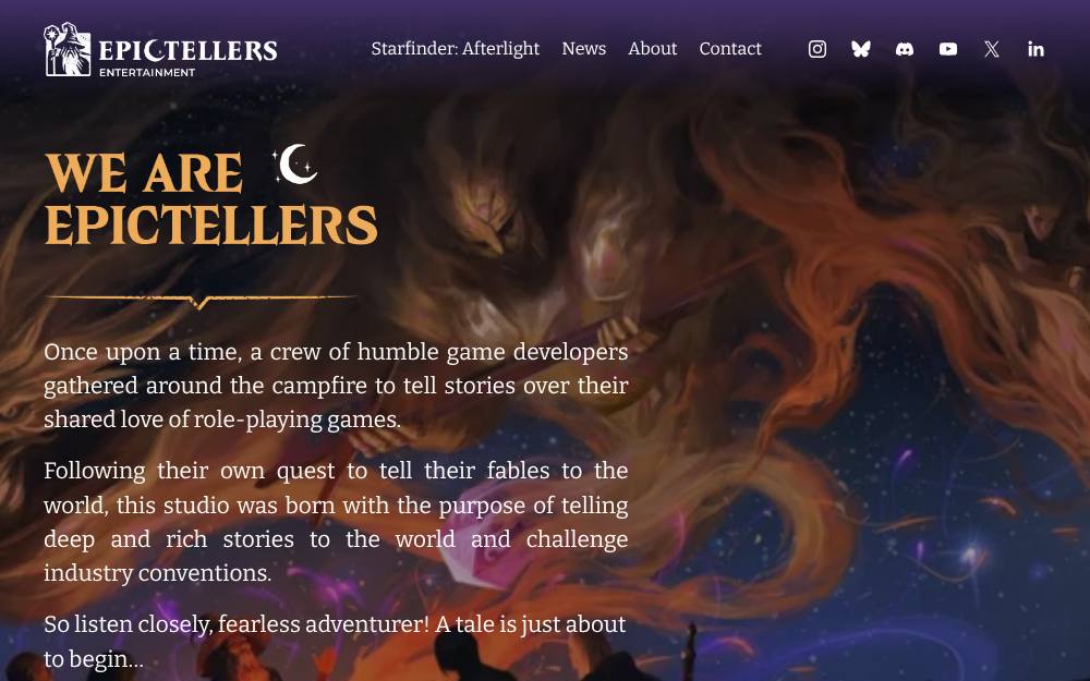 Portada de la web de Epictellers