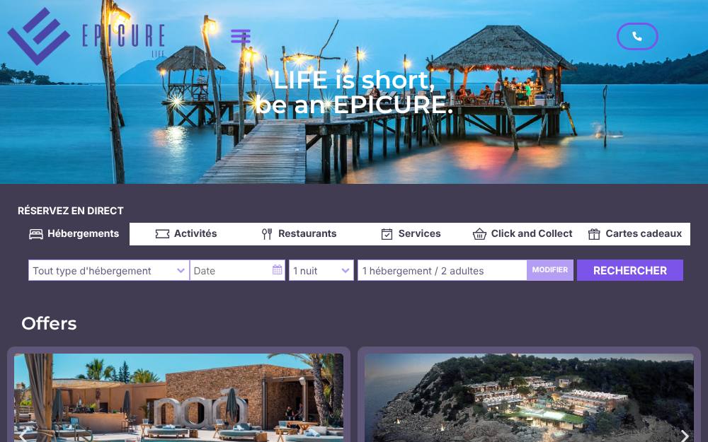 Portada de la web de Epicure Life