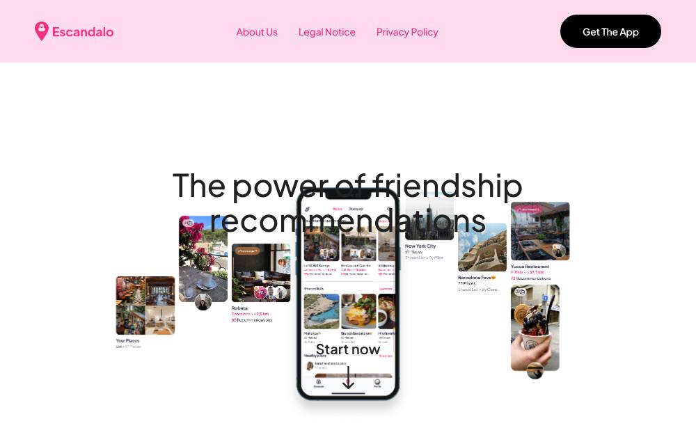 Portada de la web de Escandaloapp