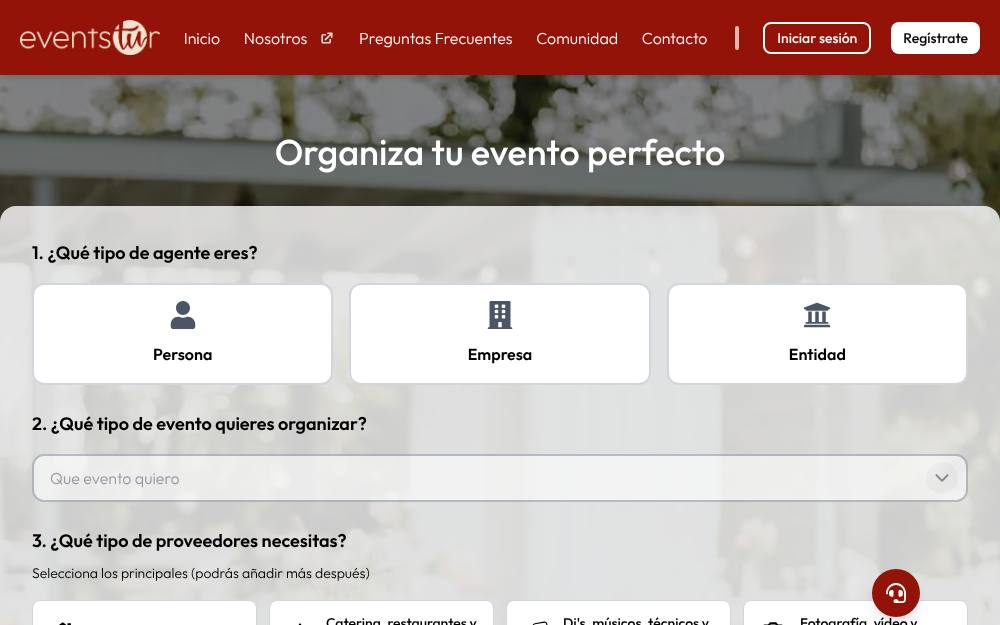 Portada de la web de Eventstur