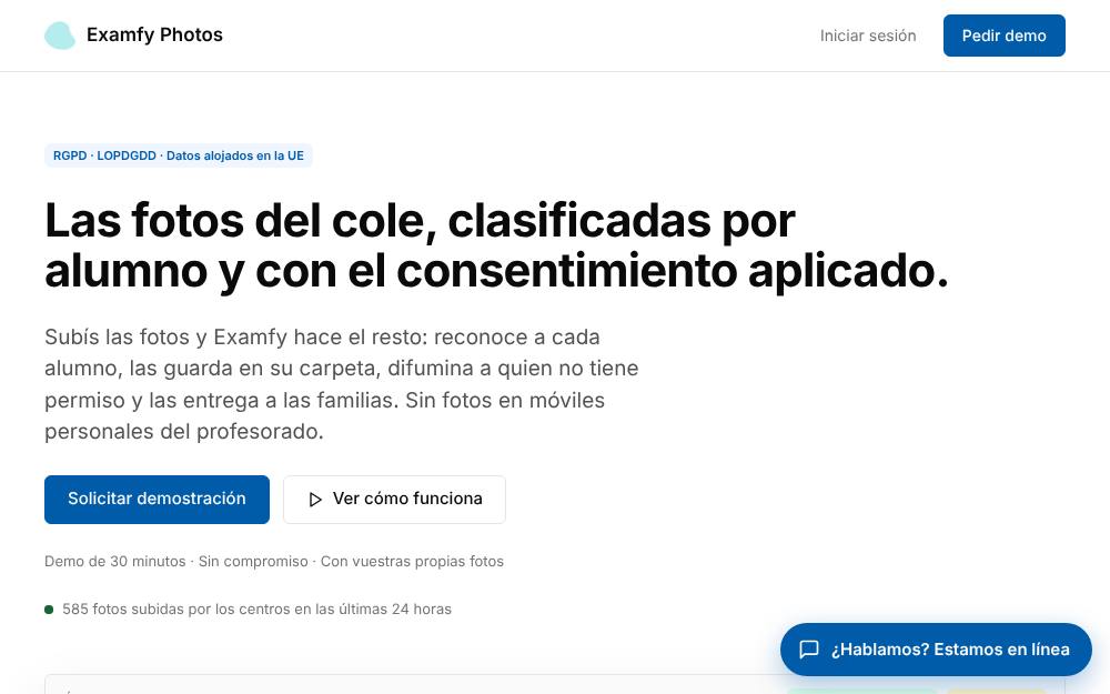 Portada de la web de Examfy