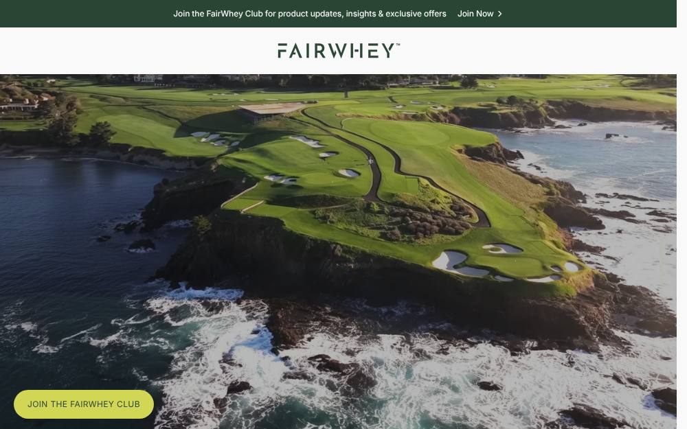 Portada de la web de Fairwhey Golf