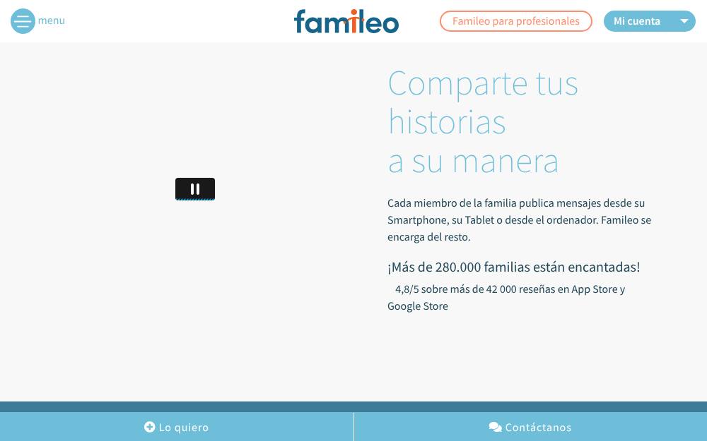 Portada de la web de Famileo