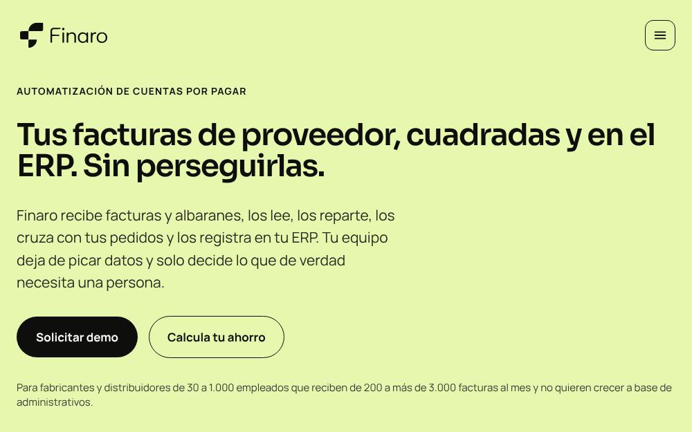Portada de la web de Finaro