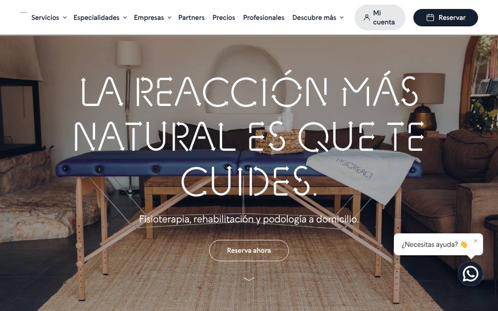 Portada de la web de Fisioreact