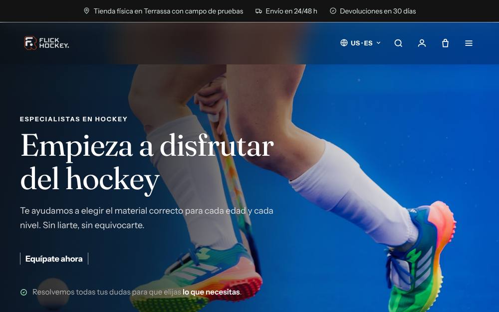 Portada de la web de Flick Hockey