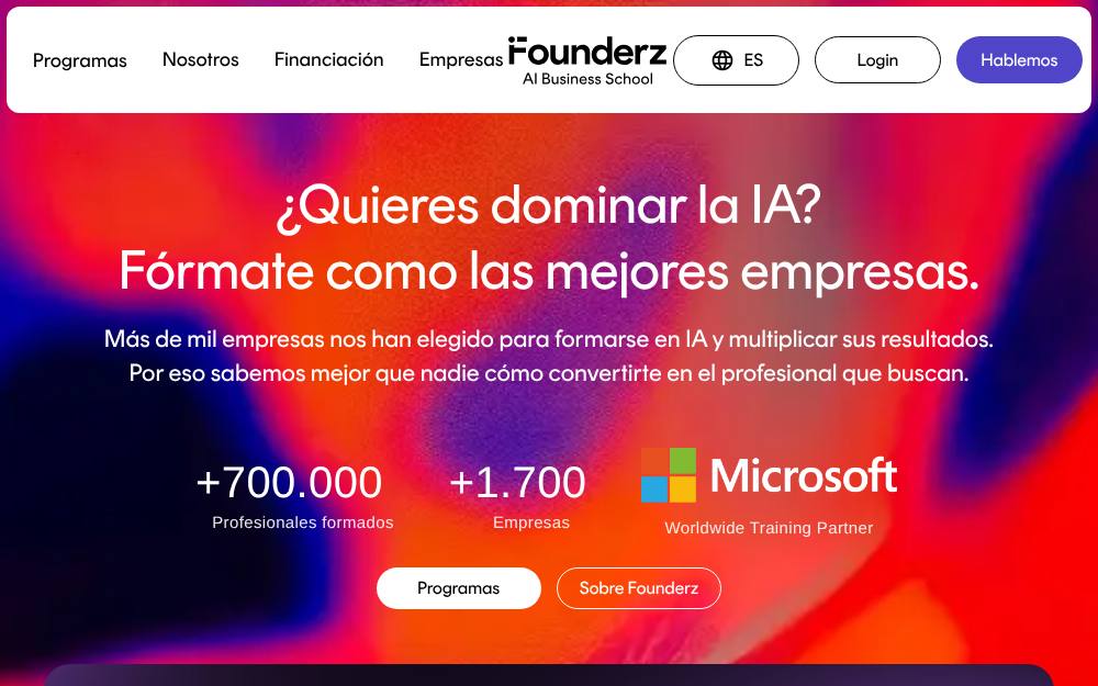 Portada de la web de Founderz