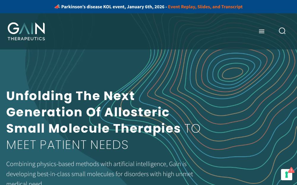 Portada de la web de Gain Therapeutics