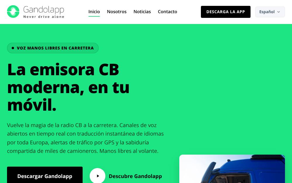 Portada de la web de Gandolapp: Never Drive Alone