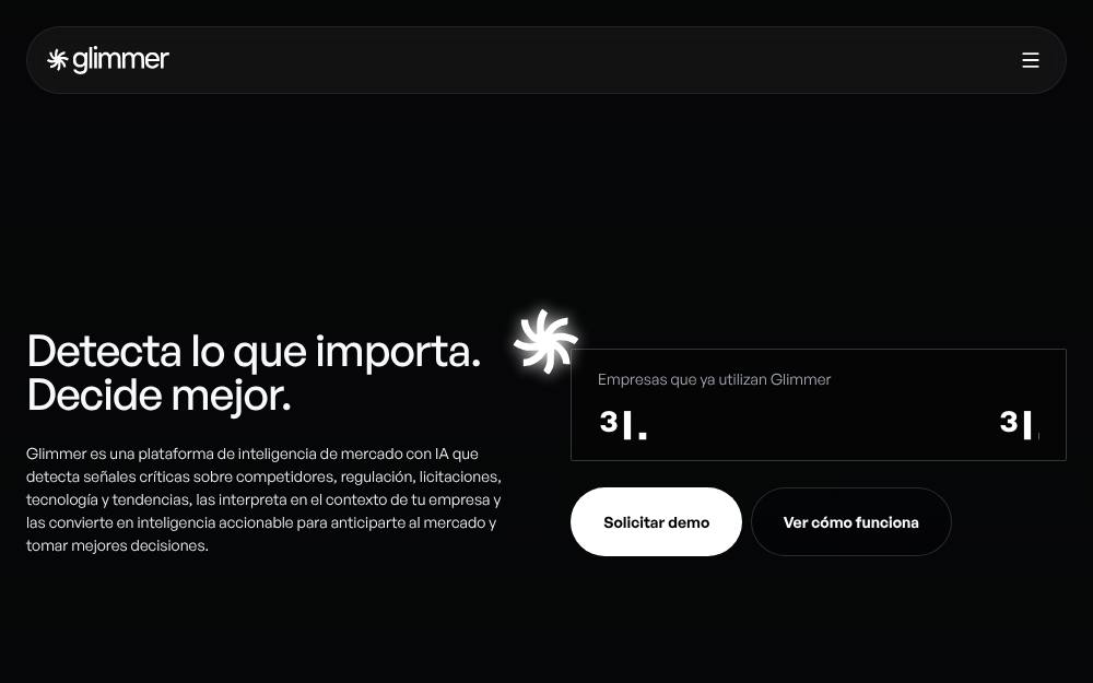 Portada de la web de Glimmer