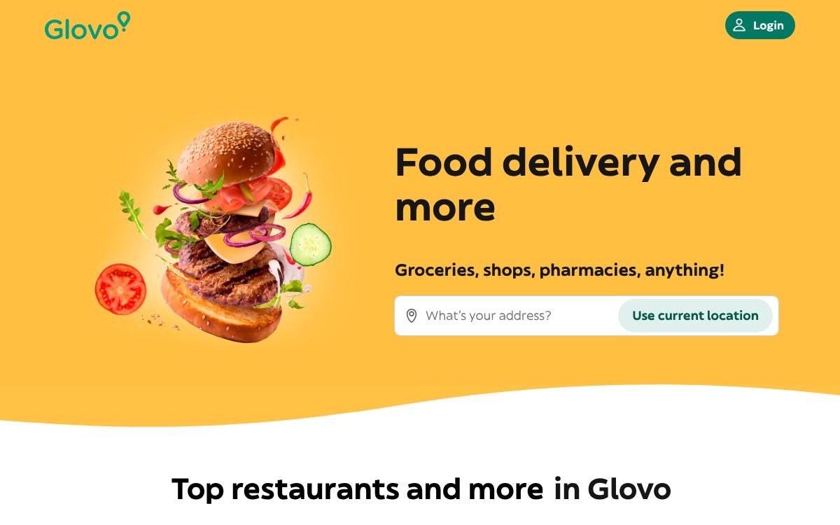Portada de la web de Glovo