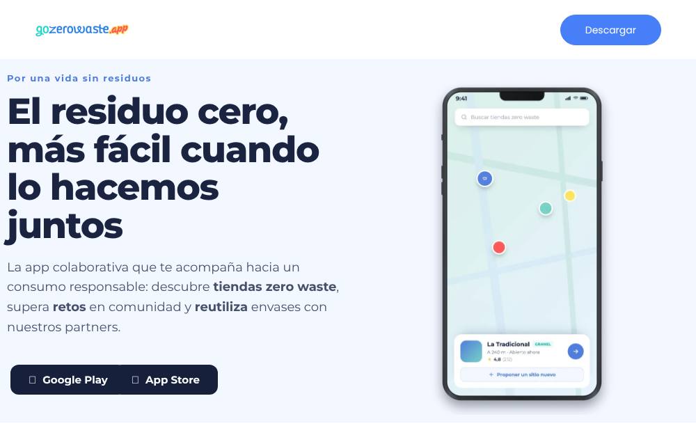 Portada de la web de Go Zero Waste