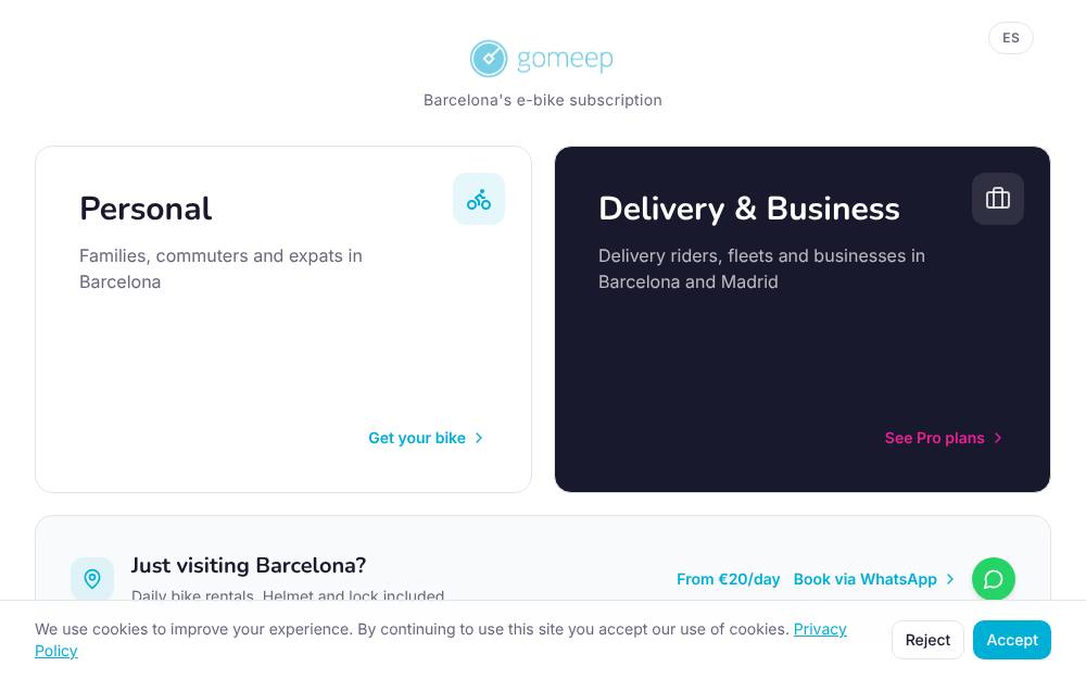 Portada de la web de Gomeep