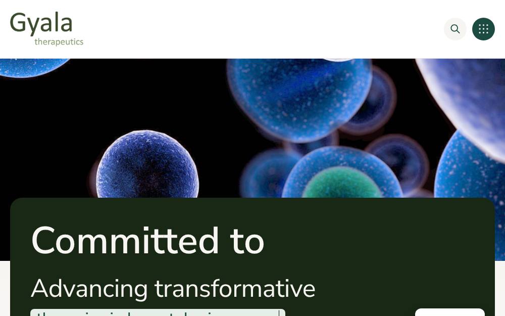Portada de la web de Gyala Therapeutics