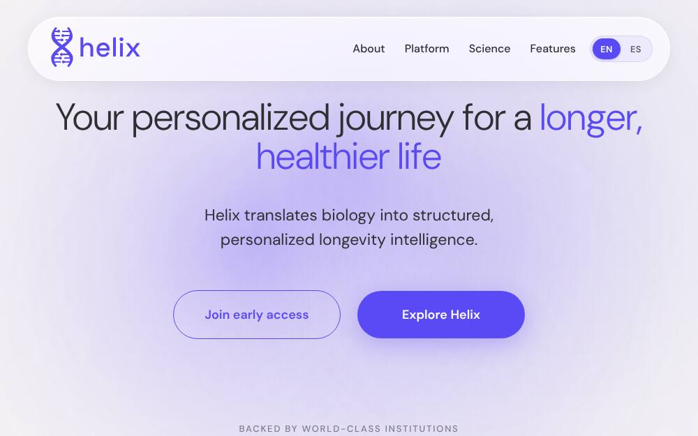 Portada de la web de Helix Ai Algorithm