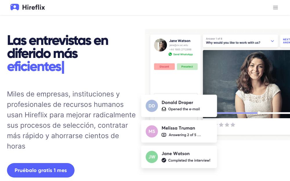 Portada de la web de Hireflix