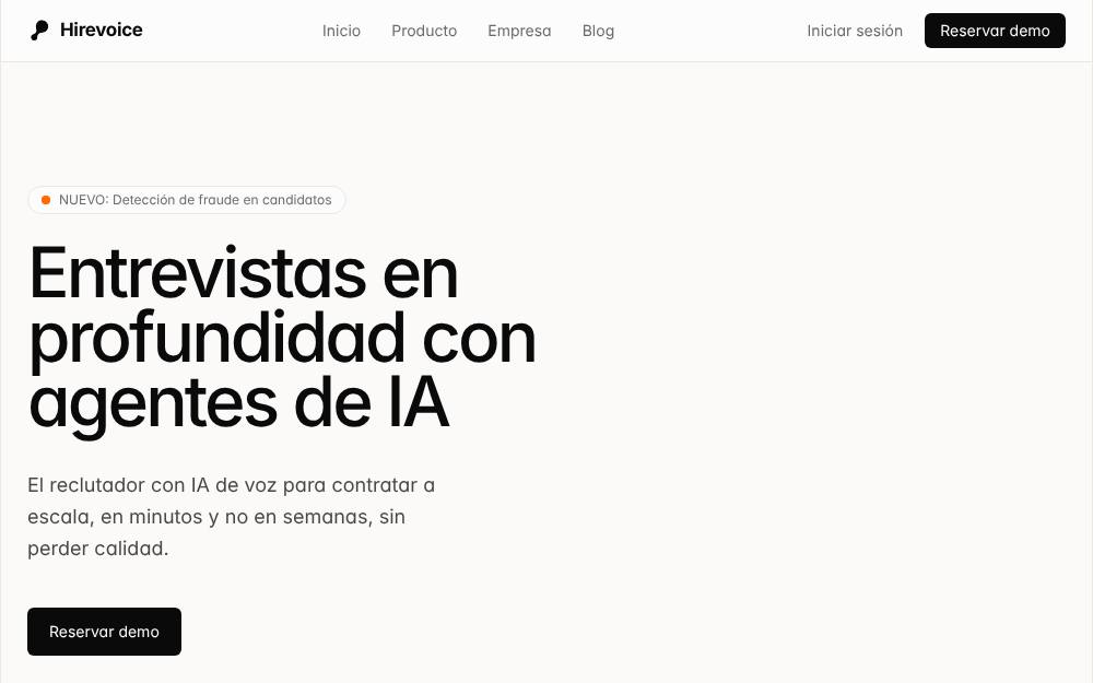 Portada de la web de Hirevoice