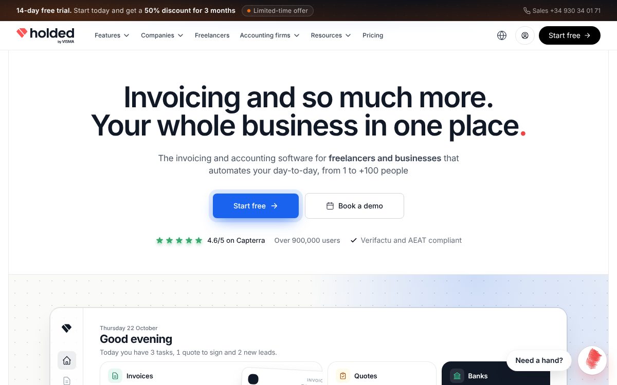 Portada de la web de Holded