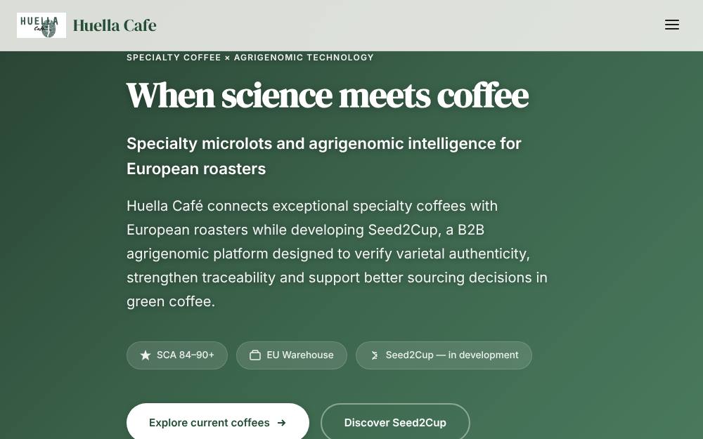 Portada de la web de Huella Café