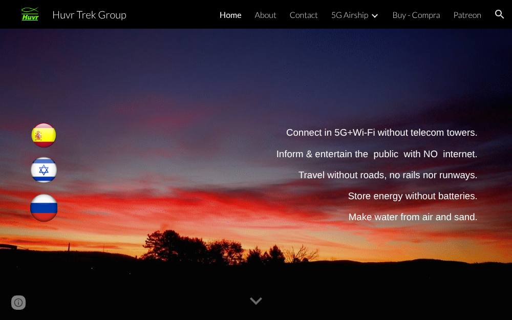 Portada de la web de Huvr Trek Group