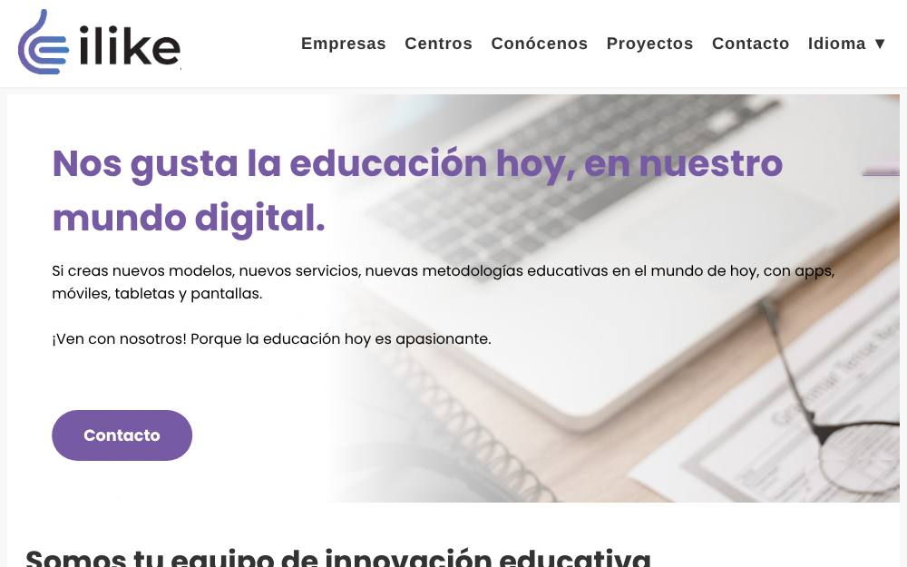 Portada de la web de Ilike Education