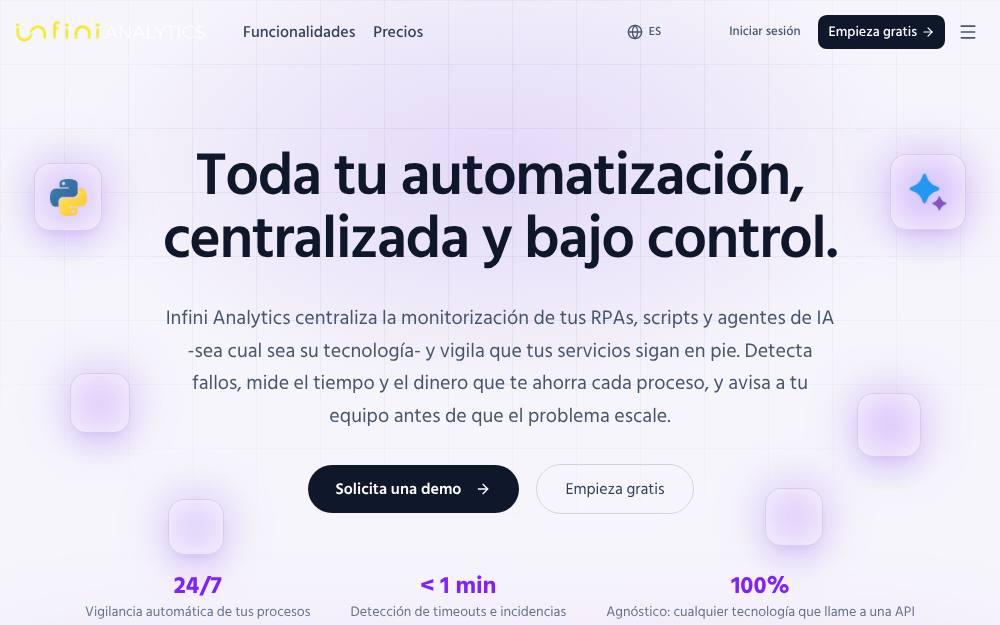 Portada de la web de Infini Analytics
