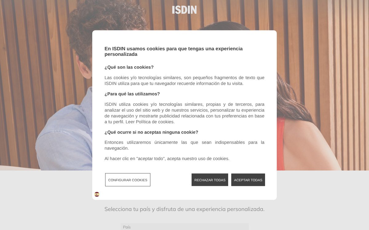 Portada de la web de Isdin