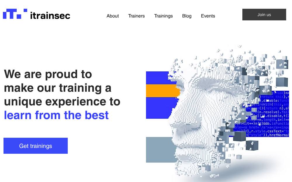 Portada de la web de Itrainsec