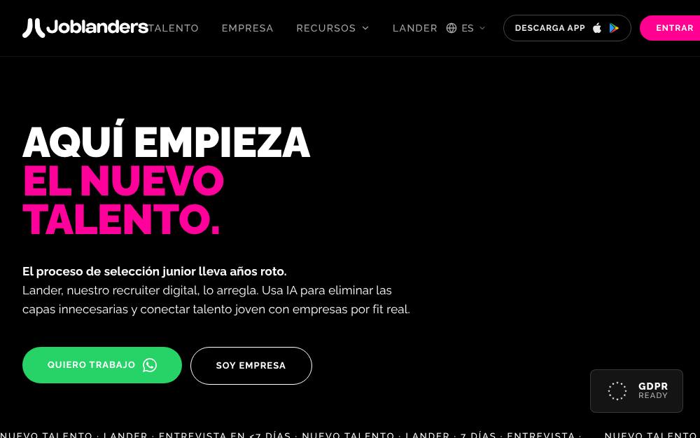 Portada de la web de Joblanders