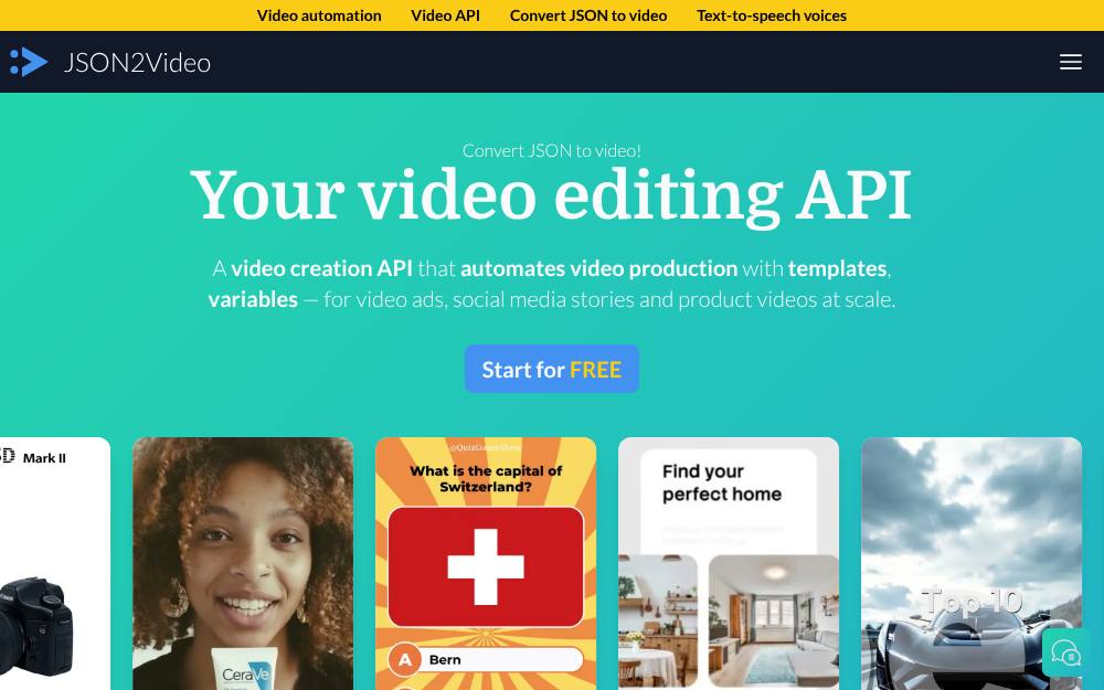 Portada de la web de Json2Video