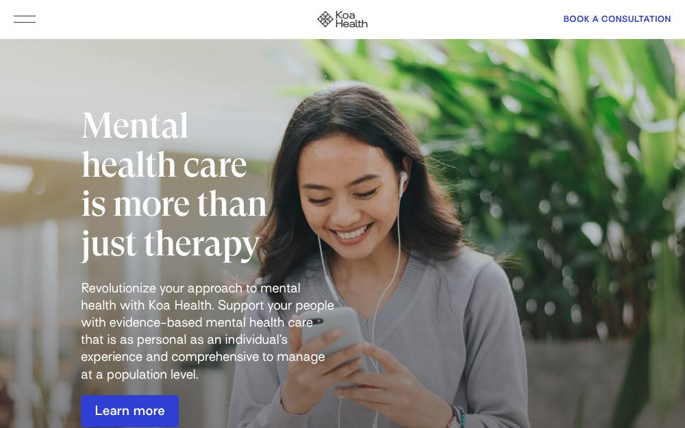 Portada de la web de Koa Health
