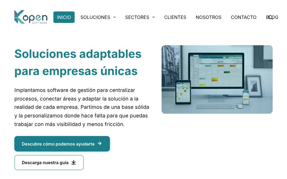 Portada de la web de Kopen Software