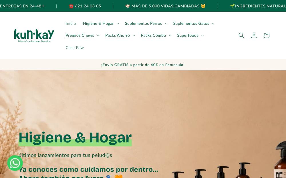Portada de la web de Kunkay Care