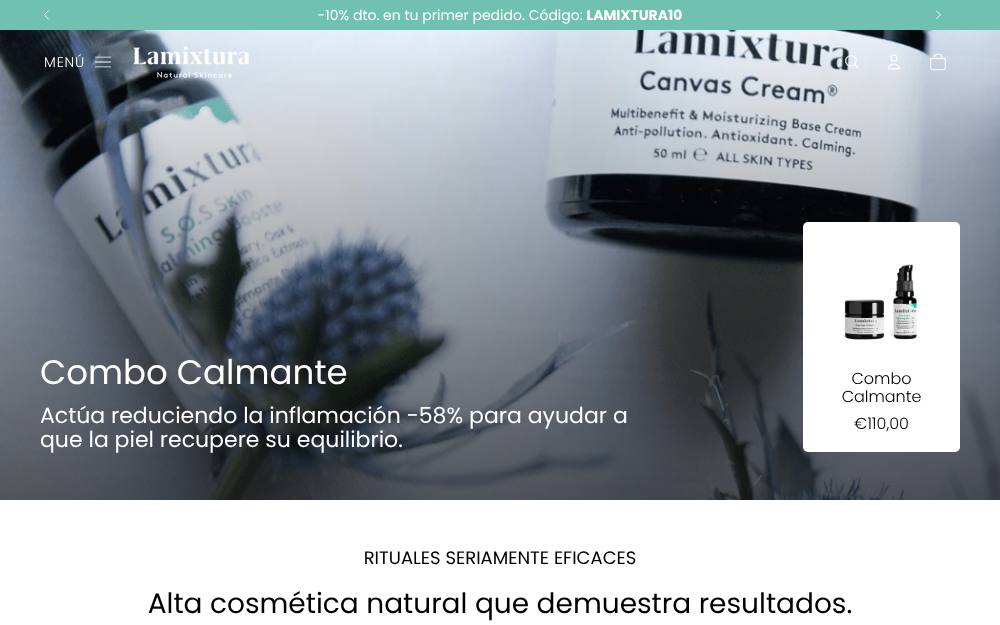 Portada de la web de Lamixtura Natural Skincare