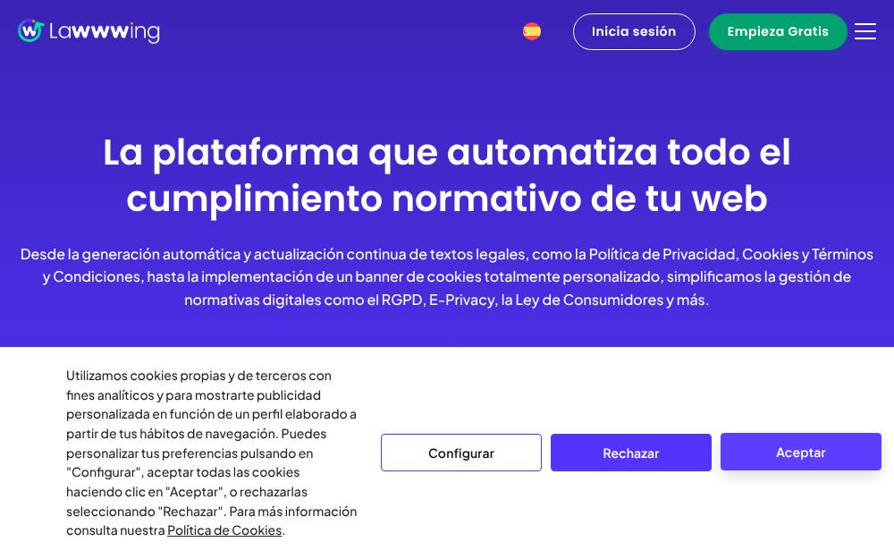 Portada de la web de Lawwwing