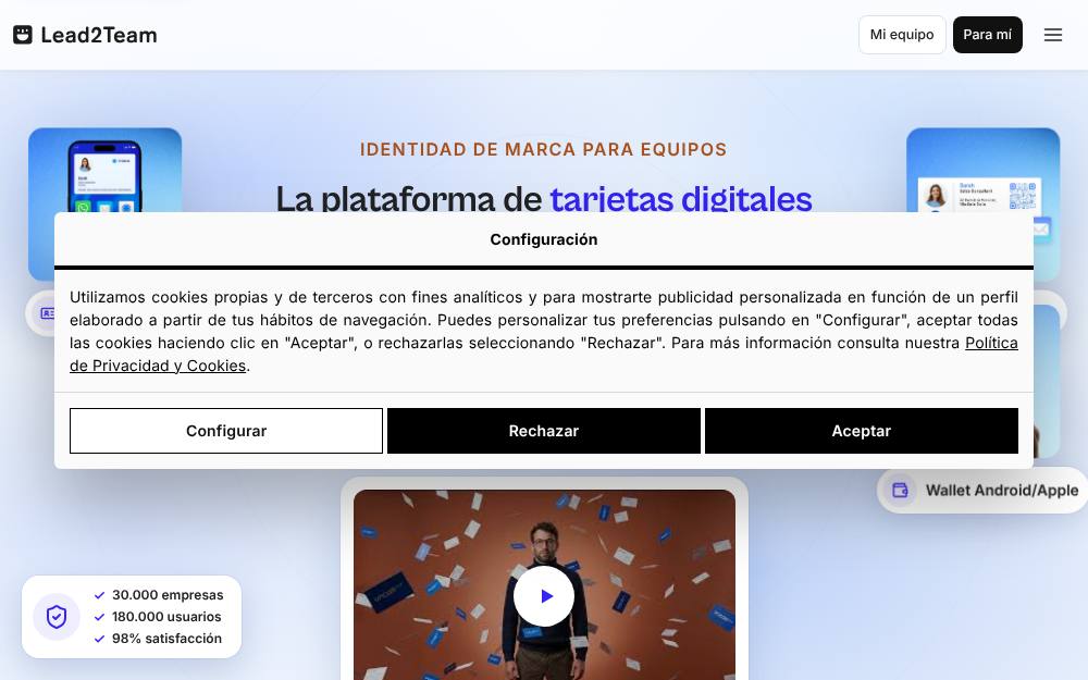 Portada de la web de Lead2Team