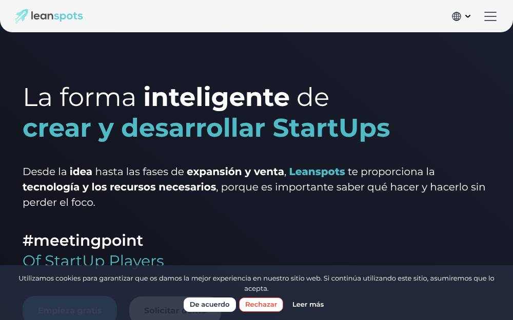 Portada de la web de Leanspots