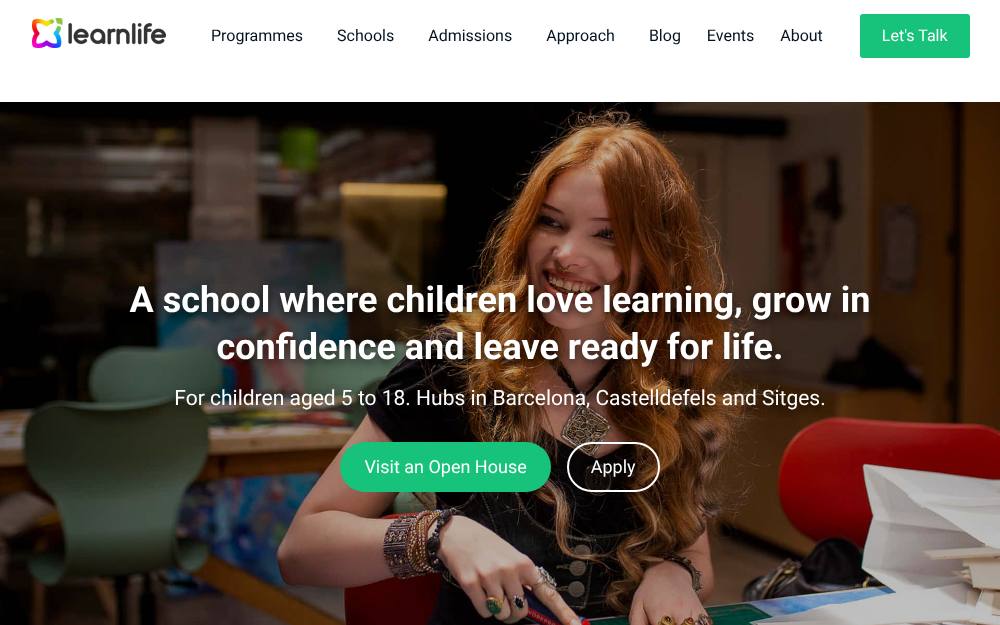 Portada de la web de Learnlife