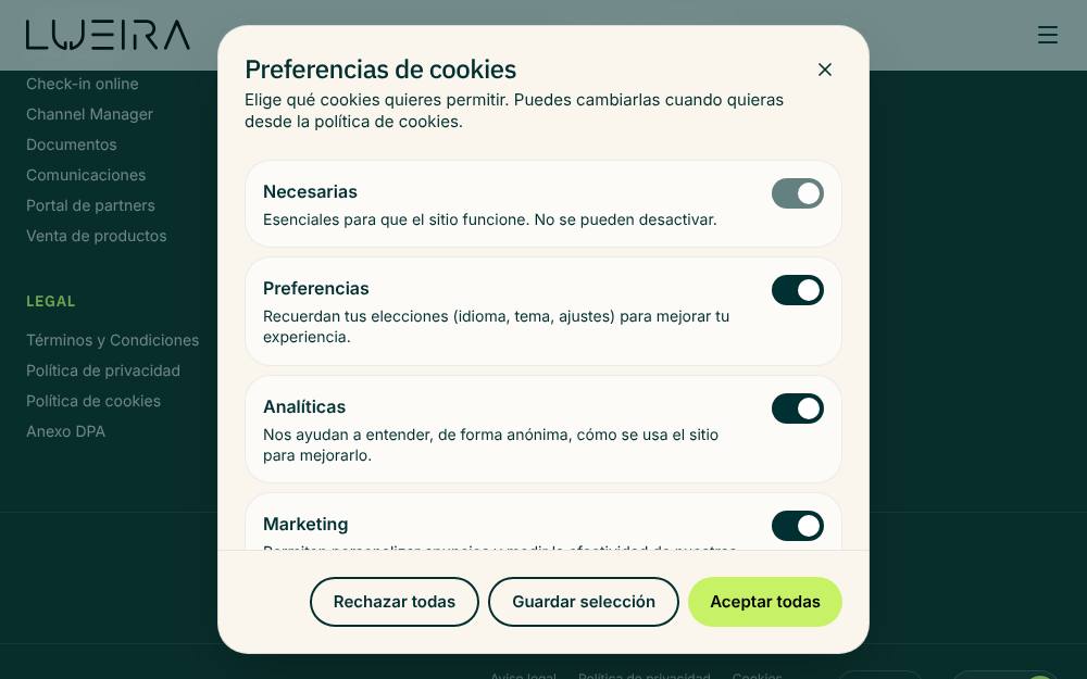 Portada de la web de Lueira