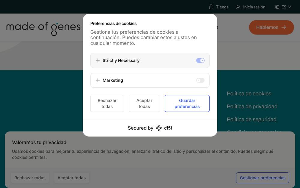Portada de la web de Madeofgenes