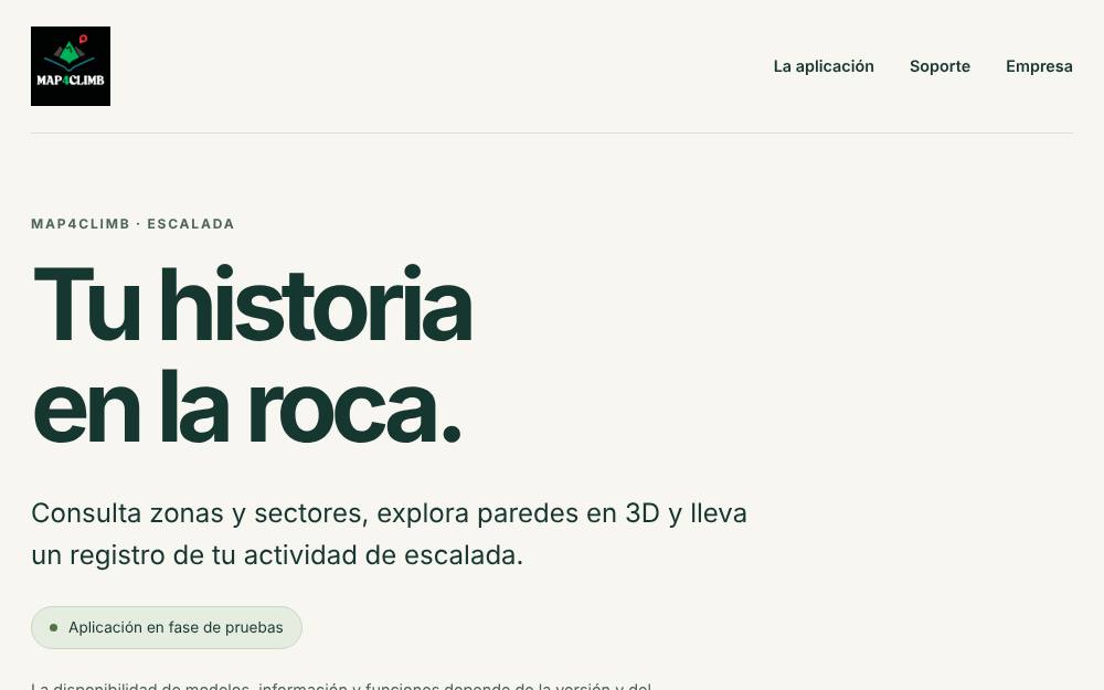 Portada de la web de Map4Climb