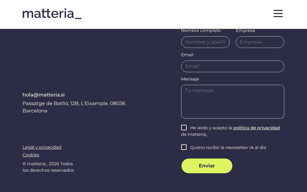 Portada de la web de Matteria_