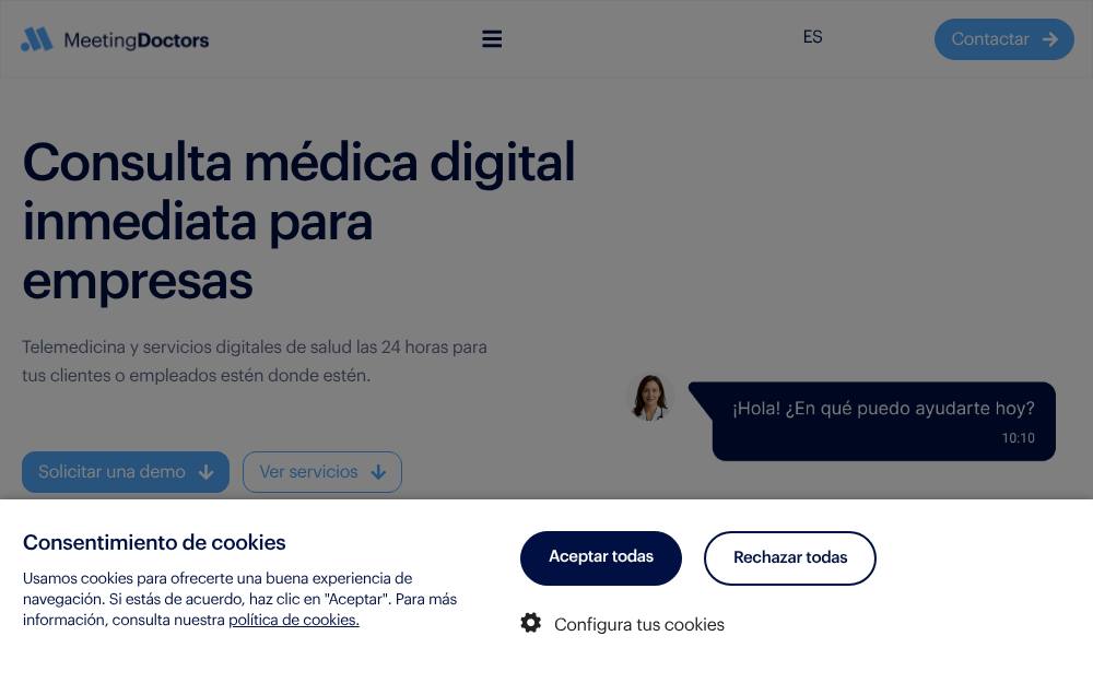 Portada de la web de Meeting Doctors