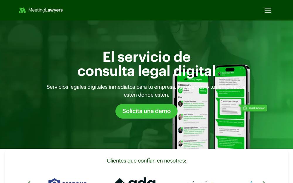 Portada de la web de Meeting Lawyers