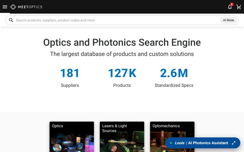 Portada de la web de Meetoptics