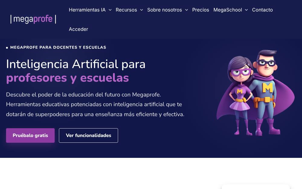 Portada de la web de Megaprofe